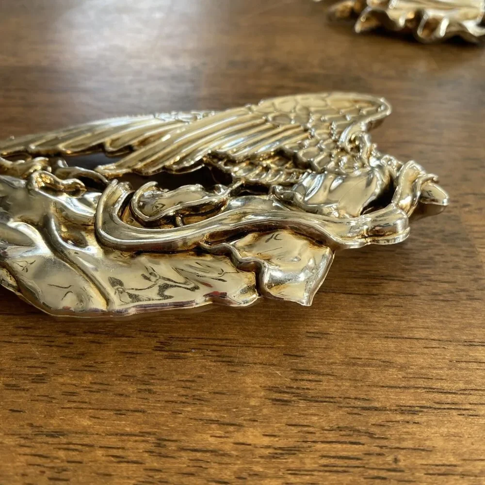 4 Vintage Christmas Ornaments Gold Tone Wise Men Camel Angel Manger Jesus
